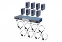 8-User Wired Intercom System with 8 Beltpacks & 8 Headsets